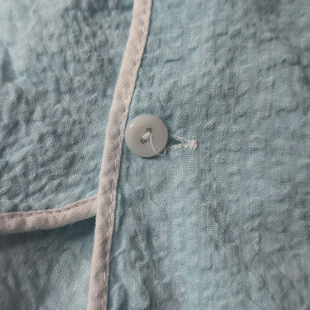 vintage 50s infant pastel blue seersucker‎ embroidered bird outfit swim